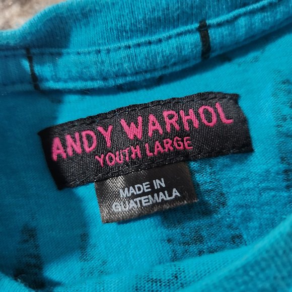 Andy Warhol Tee Knife Graphic Turquoise Cotton Youth Large - Picture 6 of 8
